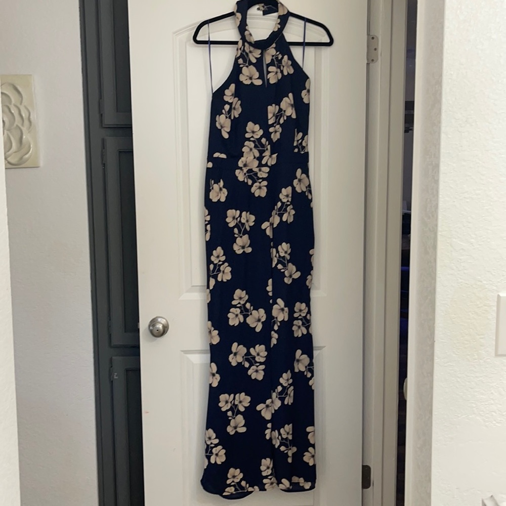 Floral halter Romper with pockets